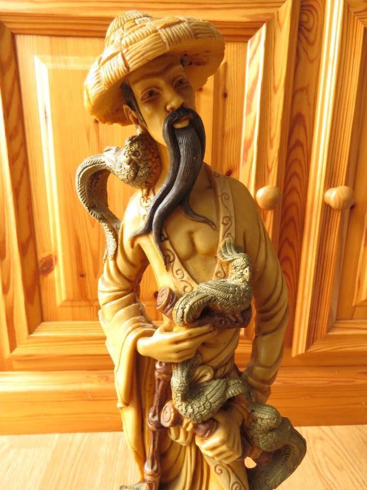 statue homme chinois en résine sculptée XXème siècle, Huis en Inrichting, Woonaccessoires | Boeddhabeelden, Gebruikt, Ophalen of Verzenden