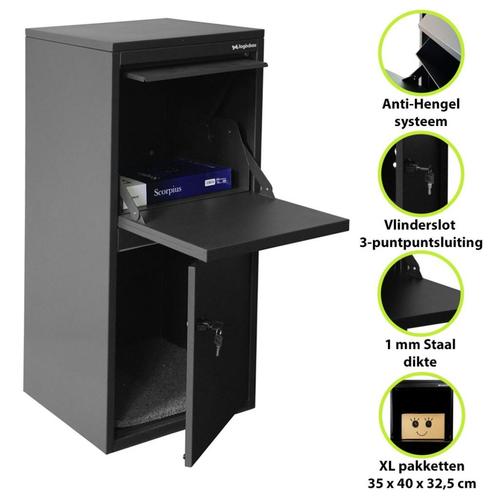 LOGIXBOX - XXL Pakketbrievenbus - Frontbox DeLuxe, Tuin en Terras, Brievenbussen, Nieuw, Staande brievenbus, Staal, Ophalen of Verzenden