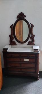 Mooie antieke kaptafel met marmeren blad en spiegel, Enlèvement