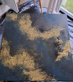 Abstract modern acryl canvas - 60*60cm zwart/aubergine/goud, Antiek en Kunst, Ophalen of Verzenden