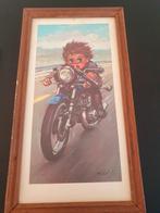 Michel T. Thomas artvprint gesigneerd jongen op moto kwasaki, Minder dan 50 cm, Tekening, Minder dan 50 cm, Ophalen of Verzenden