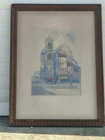 Gravure saint Nicolas du Chardonnet signe Eugène lautral beschikbaar voor biedingen