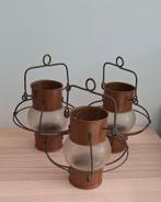 3 LANTERNES DE BATEAU EN CUIVRE & VERRE rare, Enlèvement, Cuivre