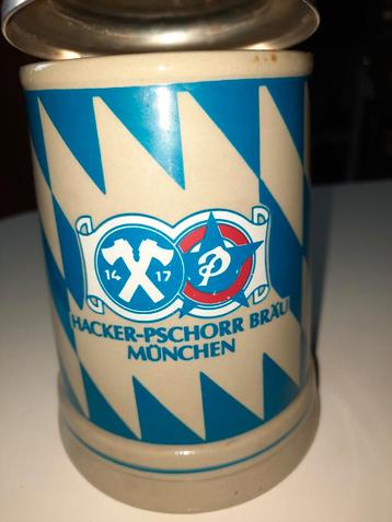 Chope en grès 0,5 L Hacker - Pschoorr brau Munchen, Antiquités & Art, Enlèvement