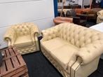 Chesterfield Charlston Set 2+1 Zits Crème Leer, Ophalen