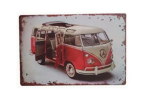Retro Busje blikken decoratie plaat, Verzamelen, Merken en Reclamevoorwerpen, Zo goed als nieuw, Reclamebord, Ophalen of Verzenden