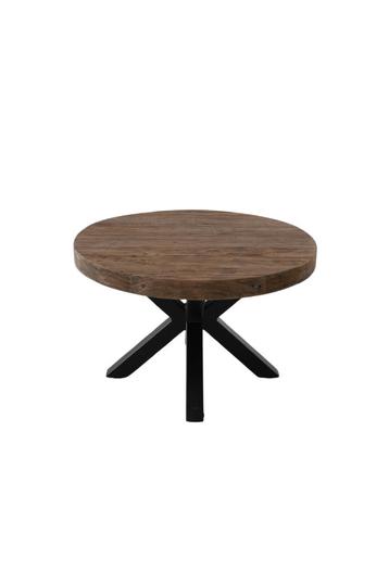 ronde salontafel teakhout met spinpoot