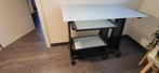 Bureau glas en zwart, Huis en Inrichting, Bureaus, Ophalen, Met wielen, Gebruikt, Bureau