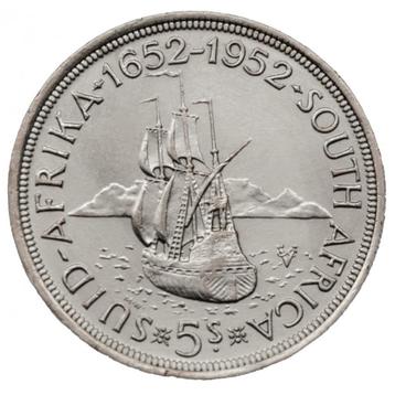 Zuid-Afrika 5 shilling, 1952 300-jarig jubileum - Zilver beschikbaar voor biedingen