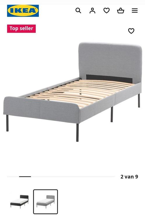 SLATTUM  Gestoffeerd bed, Knisa lichtgrijs, 90x200 cm, Maison & Meubles, Chambre à coucher | Lits, Neuf, Tissu, Gris, Enlèvement ou Envoi