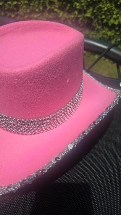 roze cowboyhoed met glitters Camille, Kleding | Dames, Hoeden en Petten, Nieuw, Ophalen