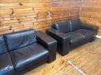 Lederen zwarte zetel 2x 2 zit, Huis en Inrichting, Zetels | Zetels, Ophalen, Zo goed als nieuw