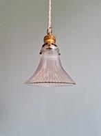 Art Deco hanglamp in transparant gegroefd glas, 1920-30, Antiek en Kunst, Ophalen of Verzenden
