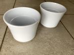 lot de 2 pots ronds en terre cuite - blanc brillant - PROPRE, Comme neuf, Intérieur, Autres matériaux, Rond