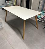 Witte eettafel 160 x 90, Ophalen, Gebruikt, 50 tot 100 cm, Vijf personen of meer