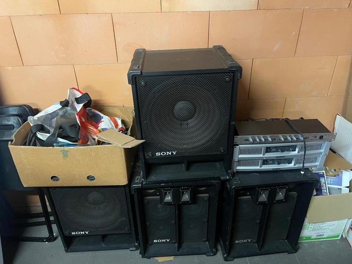 Sony PA Speaker Set + QSC versterkers + JBSystems processor, Audio, Tv en Foto, Versterkers en Ontvangers, Gebruikt, Sony, Ophalen