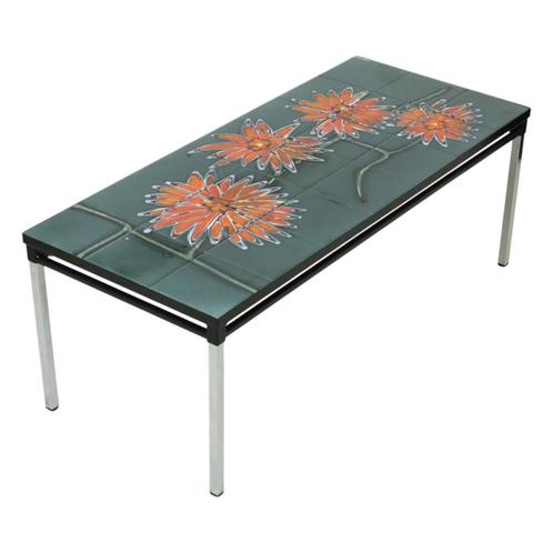 Grote Keramische Tegeltafel Adri Belarti Oranje Bloemen Abst, Antiek en Kunst, Curiosa en Brocante, Ophalen