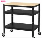 Desserte, noir/contreplaqué de pin, 85x55 cm, Maison & Meubles, Ameublement | Rideaux & Stores à lamelles, Noir, Moins de 100 cm