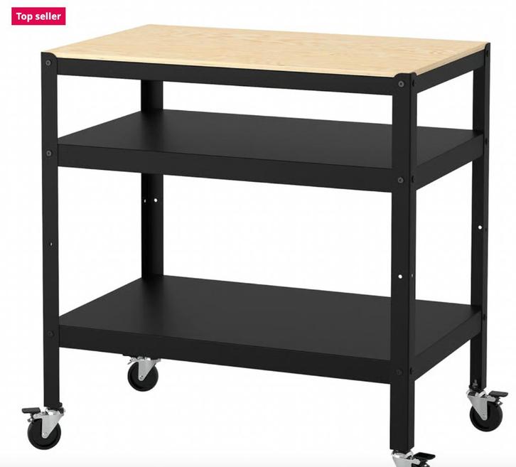 Desserte, noir/contreplaqué de pin, 85x55 cm, Maison & Meubles, Ameublement | Rideaux & Stores à lamelles, Utilisé, Moins de 100 cm