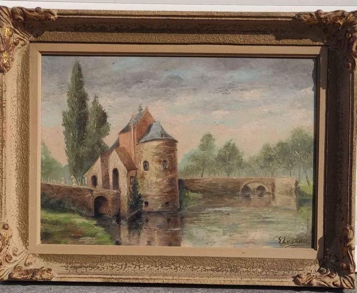 Huile sur panneau signe Gustave losange, Antiek en Kunst, Kunst | Schilderijen | Klassiek, Ophalen of Verzenden