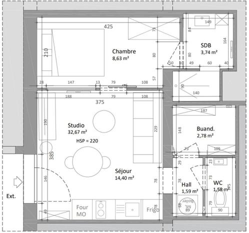 Studio meublé haut de gamme – 33 m² – À 15 min de Virton, Immo, Appartementen en Studio's te huur, Provincie Luxemburg, 20 tot 35 m²