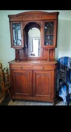 Meuble ancien double corps avec carreaux biseautés., Antiek en Kunst, Antiek | Meubels | Kasten, Ophalen