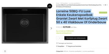 Lorreine 50BQ-FU Luxe Enkele Keukenspoelbak Graniet Zwart beschikbaar voor biedingen