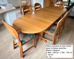Modulaire massief houten tafel en 6 bijpassende stoelen, Huis en Inrichting, Ophalen, Gebruikt, Massif, 6 tot 8 stoelen