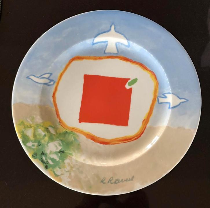 Bord Roger Raveel “met kunst aan tafel, Antiek en Kunst, Antiek | Wandborden en Tegels, Ophalen of Verzenden