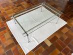Table basse vintage en métal et verre années 1970, Métal, 100 à 150 cm, Rectangulaire, 50 à 100 cm