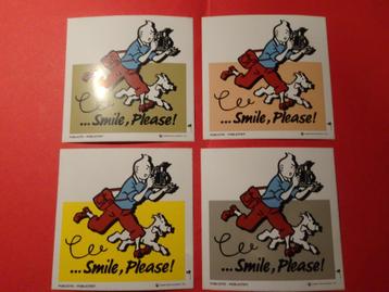 4 Lach alsjeblieft! stickers - Kuifje - Complete serie beschikbaar voor biedingen
