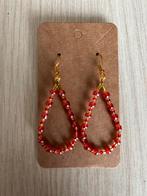 Mooie druppelvormige oorbellen rood-goud, Bijoux, Sacs & Beauté, Boucles d'oreilles, Enlèvement ou Envoi, Comme neuf, Rouge, Or