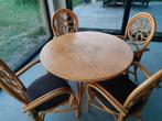 Tafel en 4 stoelen in bamboe, Tuin en Terras, Ophalen, Zo goed als nieuw
