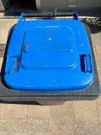 Afvalcontainer zwart met blauw deksel, Ophalen