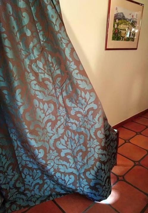 Tentures, Huis en Inrichting, Stoffering | Gordijnen en Lamellen, Zo goed als nieuw, 150 tot 200 cm, 200 cm of meer, Bruin, Blauw