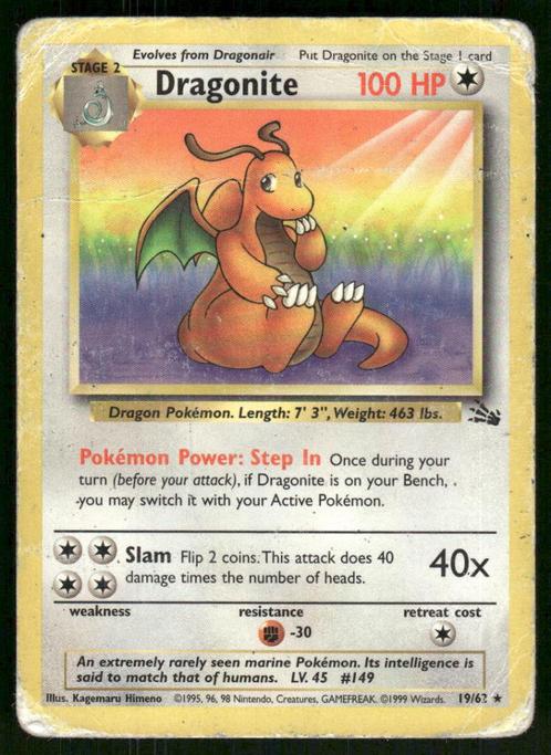 Dragonite 19/62 - Fossil, Hobby en Vrije tijd, Verzamelkaartspellen | Pokémon, Gebruikt, Verzenden