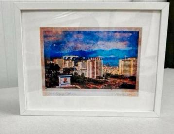 Uitzicht Pyongyang Noord-Korea A3 Aquarel in Lijst Art Kunst beschikbaar voor biedingen
