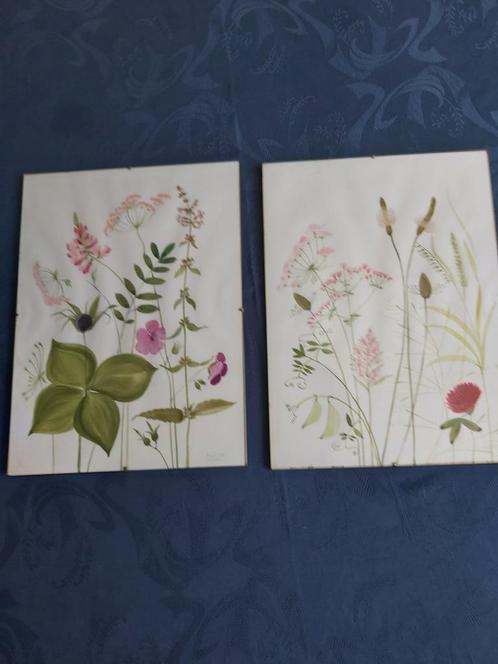 2 aquarel bloemen/geen verzending, Hobby en Vrije tijd, Schilderen, Zo goed als nieuw, Waterverf, Ophalen