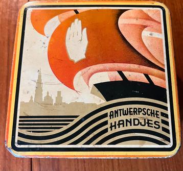 Prachtige art deco blikken doos Antwerpse Handjes beschikbaar voor biedingen