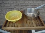 vergiet inox  en plastic geel, Huis en Inrichting, Ophalen of Verzenden, Gebruikt, Inox