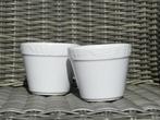 2 witte cachepots, bloempotten, Enlèvement ou Envoi, Utilisé, Intérieur, Moins de 40 cm