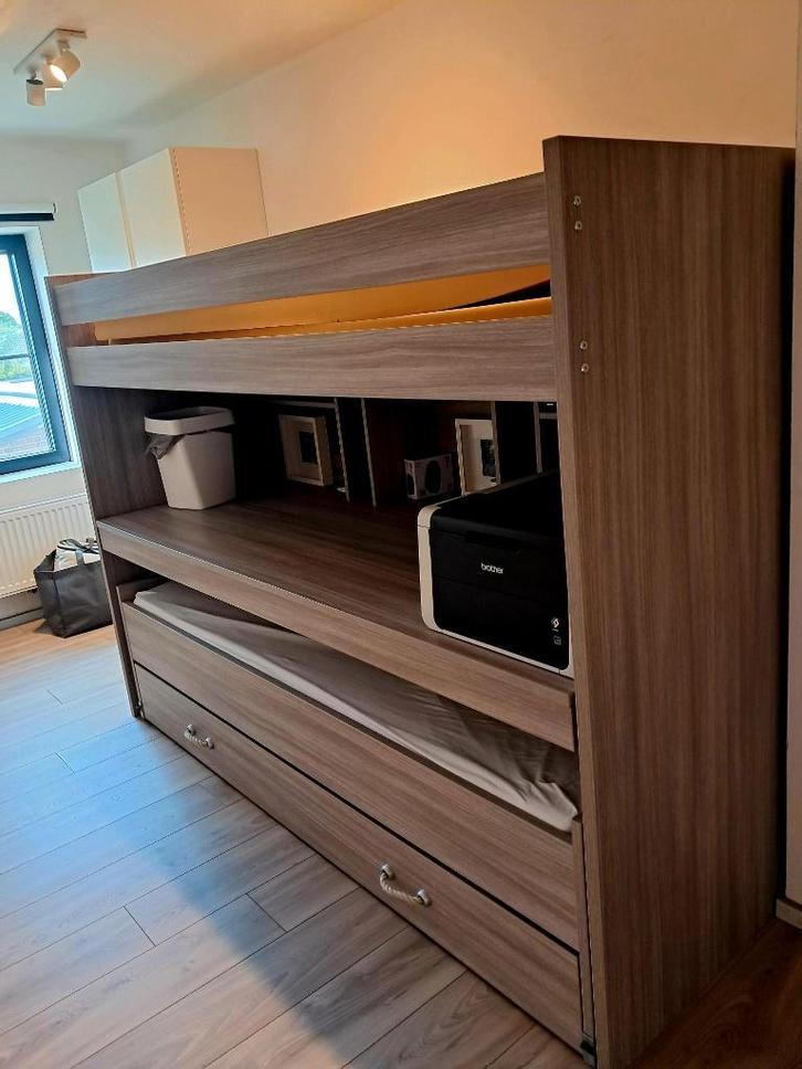 Stapelbed met bureau en opbergvakken, Huis en Inrichting, Slaapkamer | Stapelbedden en Hoogslapers, Zo goed als nieuw, Stapelbed
