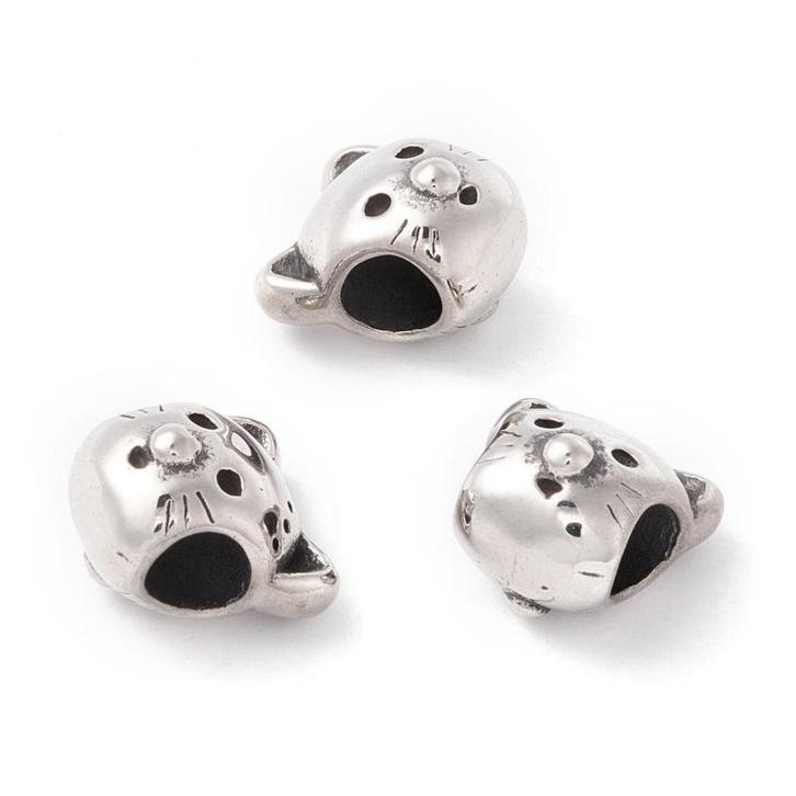 RVS bedel Poes voor groot-gat-bedelarmbanden, Handtassen en Accessoires, Bedels, Nieuw, Overige merken, Overige materialen, Verzenden