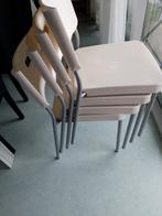 set van 4 witte stapelbare keukenstoelen, Ophalen, Kunststof, Gebruikt, Wit
