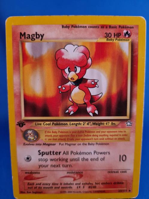 Magby 23/111 - Neo Genesis (1st edition), Hobby & Loisirs créatifs, Jeux de cartes à collectionner | Pokémon, Comme neuf, Envoi