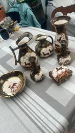 Setje keramiek met herten figuur., Antiek en Kunst, Antiek | Servies compleet, Ophalen of Verzenden