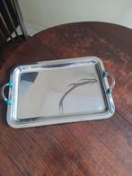 Inox dienblad met glazen handvaten, Huis en Inrichting, Woonaccessoires | Schalen en Manden, Ophalen of Verzenden