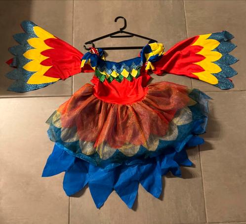 Verkleedkostum papegaai 9/10 jaar, Kinderen en Baby's, Carnavalskleding en Verkleedspullen, Gebruikt, 134 t/m 140, Ophalen
