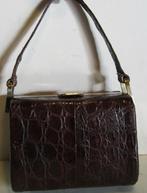 Vintage bruin krokodillenleren box model tasje, croco 551, Ophalen of Verzenden, Zo goed als nieuw, Bruin, Handtas