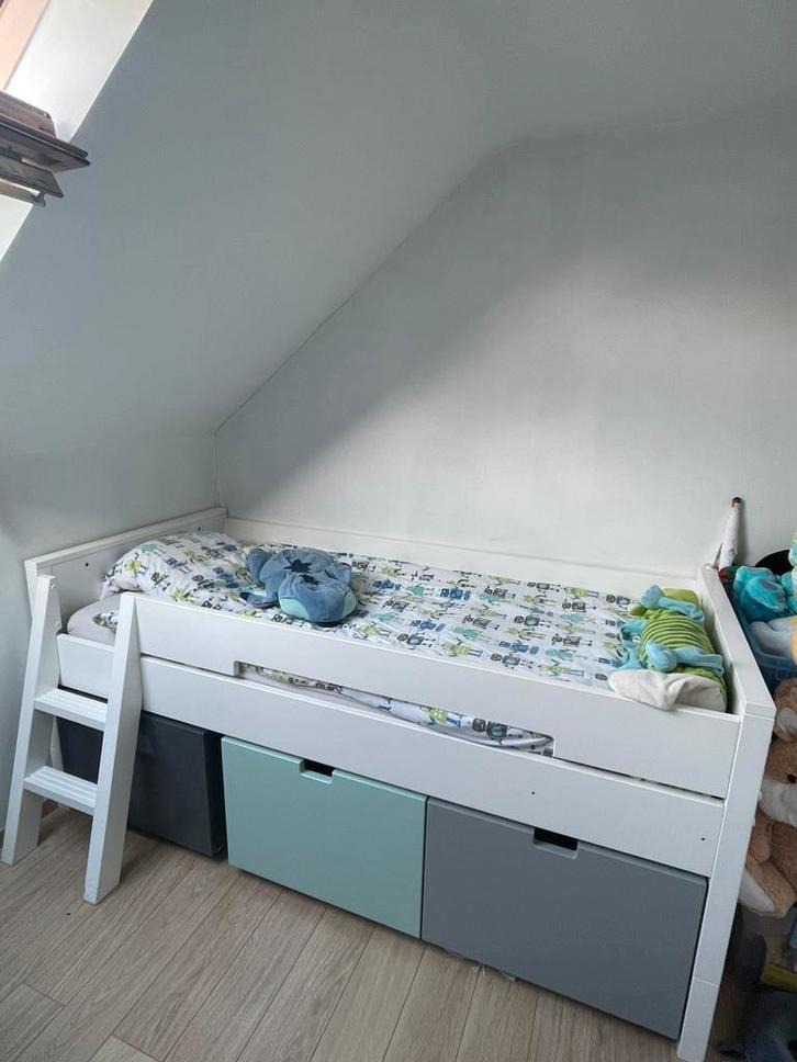 Bopita eenpersoonsstapelbed met 3 opbergboxen, Kinderen en Baby's, Kinderkamer | Stapelbedden en Hoogslapers, Gebruikt, Stapelbed